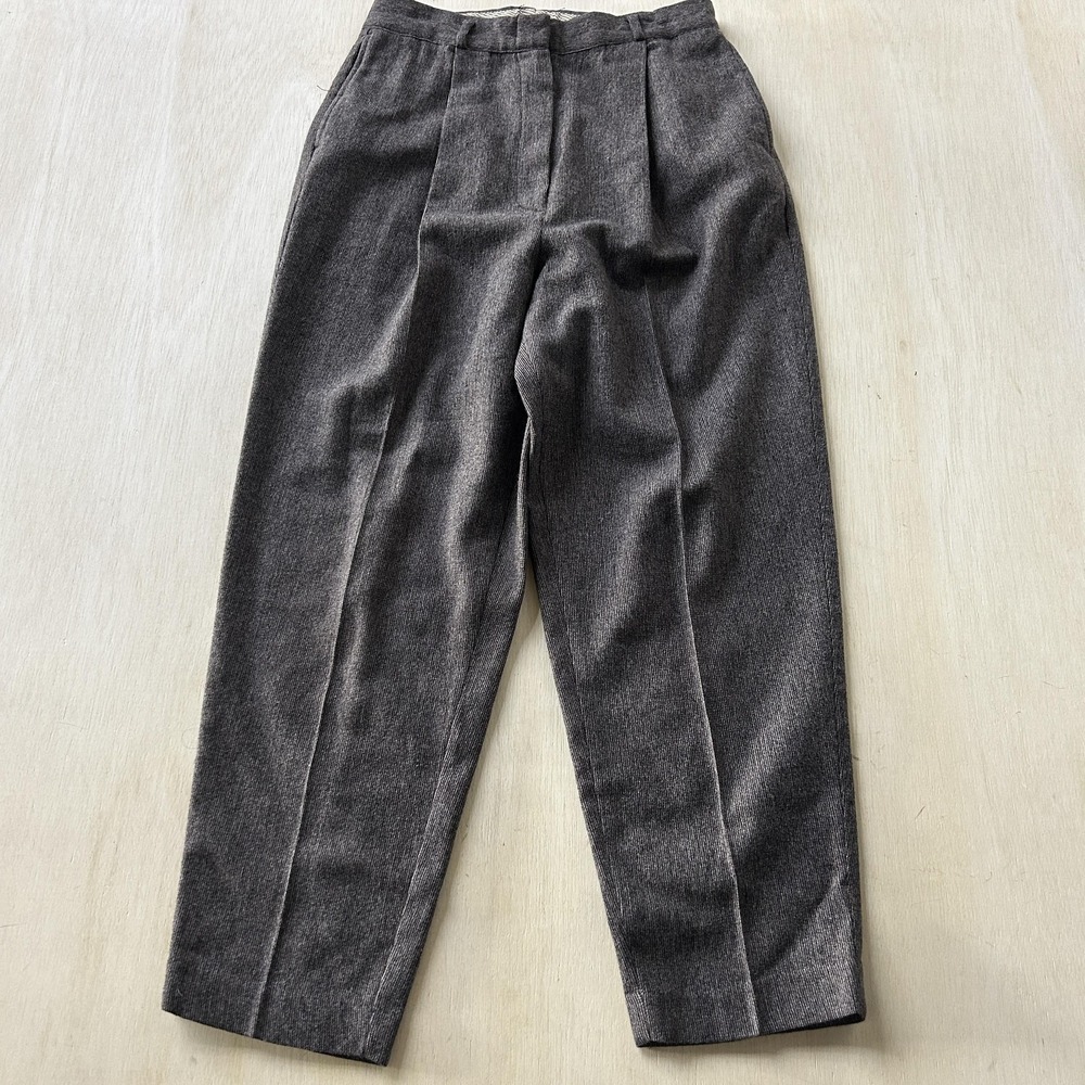 Vintage Queen Casuals Dress Pants Juniors 15-16 Gray Wool Tweed Pleated Lined